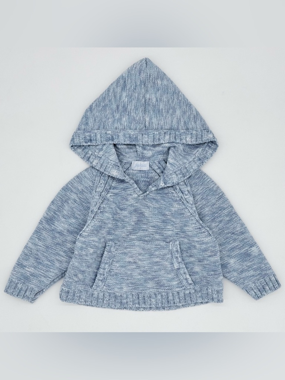 GUC Jacadi Baby Unisex Hooded Knit Pullover Sweater in Blue 12M